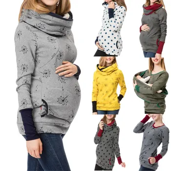 Ženske Noseča Hoodie Sweatershirt Porodniškega Dojenje Priročno za dojenje nosečnice, Doječe Skakalec Vrh