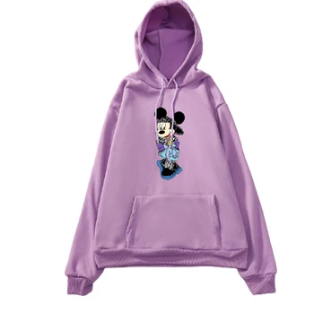 Disney risanke moda Priložnostne varovanje pred tveganjem hoodie Mickey Mouse Japonski plus runo jeseni in pozimi svoboden vrh pulover ženske