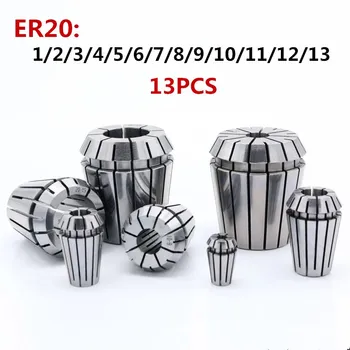 13PCS ER20 collet 1mm-13mm visoko natančnost 0.008 chuck elastična collet CNC obdelovalni center graviranje stroj elastična ER20 collet