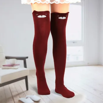 Znak Mačka Tiskanja Lolita knee visoke nogavice ženske overknee moda kolena, nogavice nogavice, pletene bombažne nogavice dekle šoli