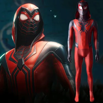 Superheroj PS5 Igre Kostum Cosplay Zentai Jumpsuit Super-Verz Milj Morales Obleka S Kapuco Halloween Kostum Disfraces 16007