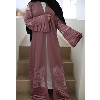 Ramadana Arabski Skromno Dolgo Cardigan Šifon Čipke Kimonos Abaya Dubaj Tam Kaftan Muslimanskih Žensk Mujer Roupa Turški Islamska Oblačila 161274