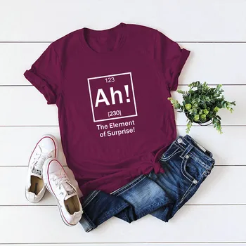 Poletje Moda O-vratu T-Shirt Kratek Rokav Ženske Ustvarjalne Kemijski Element Natisni T-majice Grafični Tees Tshirt Ženske