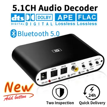 DA615 5.1 CH Audio Dekoder Bluetooth 5.0 Sprejemnikom DAC Wireless Audio Adapter za Optični Koaksialni AUX USB Diska, Predvajanje DAC DTS, AC3 FLAC 16146