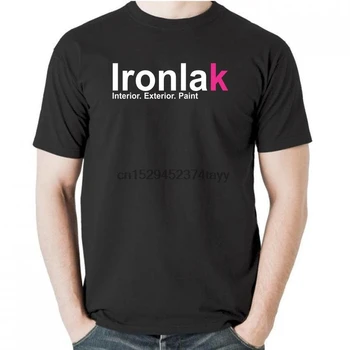 Ironlak Logotip Črna Majica s kratkimi rokavi Moški Krog Vratu Bombaža T-shirt Športna T Majica Poletje Moda Vrhovi Oblačila