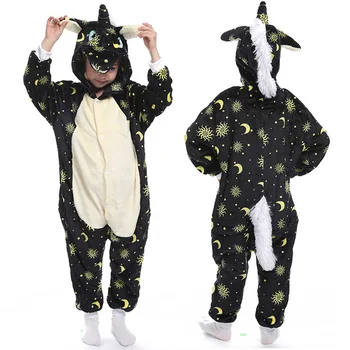Samorog Kigurumi Otroci Sleepwear Fantje Dekleta Stich Pižamo Otrok Smešno Živali Pozimi Baby Onesies Kostum Flanela Unicornio