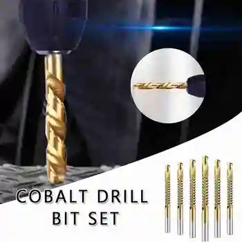 6pcs Kobalt Drill Bit Set Svedrov Malo Karbida Namig HSS Visoko Drill Bit Videl Nastavite Kovine, Les Vrtanje Luknje orodja za Vrtanje Titanium obložene 1625