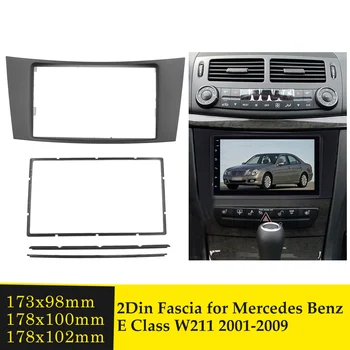 Double Din avtoradia Fascijo Stereo Audio (Stereo zvok Plošča Okvir za Mercedes BENZ RAZRED E W211 CD Trim DVD Predvajalnik Kritje Uspela Mount Kit 16372