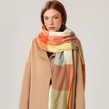 NOVA moda kašmir ženske kariran šal pozimi toplo ruto in zaviti ruta pashmina ženski foulard dolgo, debelo odejo 164844