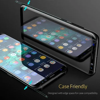 9H Polno Lepilo Kritje Kaljeno Steklo Film za Samsung Galaxy Note 8 9 S8 S9 Plus Ultra Tanek Ukrivljen Rob Zaščitni Zaslon Patron 1662