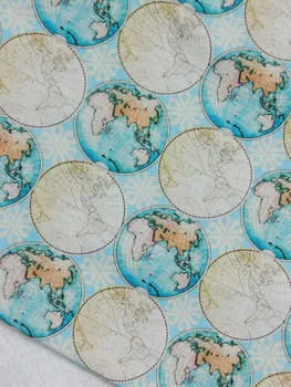 Zemlja Zemljevid po vsem Svetu Geografsko Ozemlje Petih Celinah Ocean Obzorja Navaden Bombažne Tkanine DIY šivanje Oblačil Tkiva
