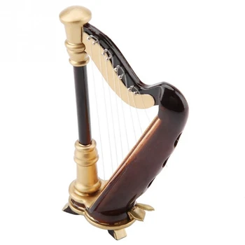 Lesene Mini Harfo Replika In Gift Box Mini Harfo Model Mini Glasbeni Instrument Doma Dekor Glasbeni Instrument Model 9 cm 16783