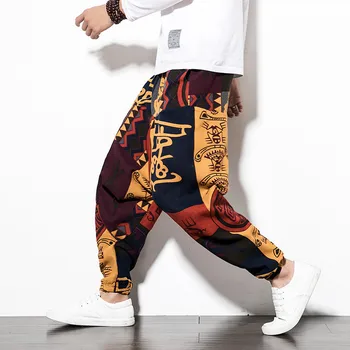 Moda Za Moške Bombaž Harem Hlače Z Žep Hip-Hop Vrečasta Hlače Ohlapne Hlače Casual Moški Perilo Aladdin Cvjetnim Natisne Hlače 168823