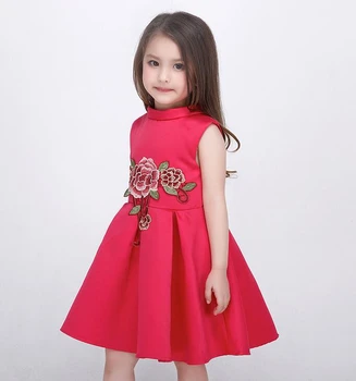 2019 Dekle Moda Obleke cvet Vezenje baby dekle Razkošno Stranka obleko obleko poletje dekleta bombaž Obleko otroci oblačila