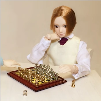 Srčkan 1:12 Lutke Miniaturni Šah Simulacije Mini Mednarodna Šahovska Garnitura Lutke Pohištvo Doma Dekor 169432