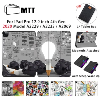 MTT Ohišje Za iPad Pro za 12,9 palčni 2020 Sprostitev Model A2229 A2233 Magnetni PU Usnja Flip Smart Cover Tablični Primeru Auto Sleep/Wake