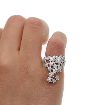 CZ zvezdna kopica malo prst obroči elegantno osupljive ženske stranka darilo nakita srebrne barve bling luksuzni star nakit 171446