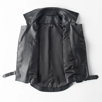 Lautaro Črna umetno usnje jarek plašč za ženske raglan rokav 2020 ženske modnih oblačil Dvojno zapenjanje usnjena jakna ženske 175250