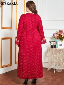 Indie Folk Tassel Vezenino Pika Dolgo Obleko za Womnen Rdeče Jeseni Leta 2020 Poln Rokav arabski Muslimani Turčija Oblačila 4XL Nova 1759