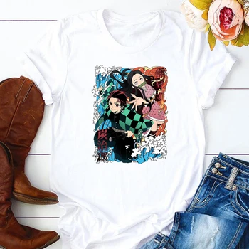 Demon Slayer Smešno Harajuku Priložnostne T-shirt Majica s kratkimi rokavi Ženske Ženski Hip Hop Kimetsu Ne Yaiba Japonski Anime Femme Oblačila Tshirt 177017