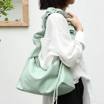 Korejski ženske Ramo torbe, moda Gube messenger Bag za ženski torbici, Velike zmogljivosti, Mehko pu usnje gospe roko vrečko bolsa 180087