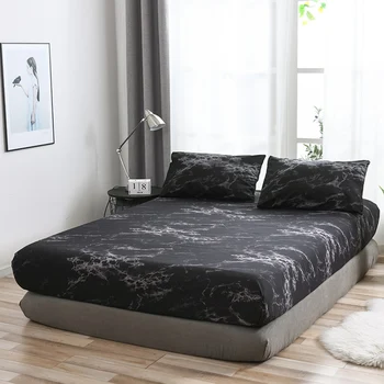 Tiskani soška postelja opremljena Stanja Vzmetnice Zajema Štiri Vogale rjuhe z elast Band posteljnina Amerike, Evropske velikost