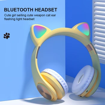 NOVA LED Mačje Uho Brezžične Slušalke Kovinski občutek, Naušniki, Slušalke Bluetooth 5.0 Otroci Slušalke Podpira TF Kartice Z Mikrofoni 18186