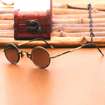 Vazrobe Mala Okrogla Sončna Očala Moški Stekla Očal Moških Titanov Okvir Steampunk Letnik Punk Retro Ženske Lennon Očala 18195