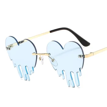 Moda Srce Rimless sončna Očala Ženske 2020 Solze Obliko roza Očala, Edinstvenega Vintage Očala UV400 Oculos Feminino