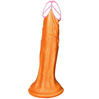 Seks odraslih izdelki Zlato Mehko Dildo za ženske Analni Seks Igrače za odrasle Silikonski Penis consolador Dick Masturbator Vagina Plug 182692