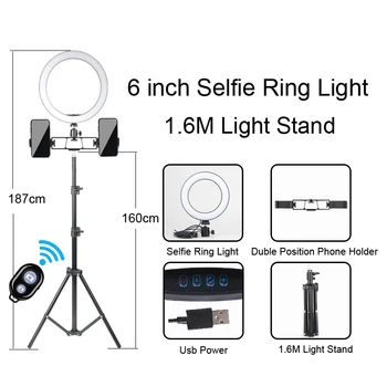 Obroč Svetlobe LED Selfie Stojalo Stojalo Zatemniti Bluetooth YouTube Lučka Foto Video Kamero Telefona Za Ličila v Živo Fill Light
