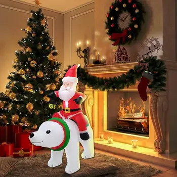 1.85 M Polarni Medved Napihljivi Božič Santa Claus Jahanje Polarni Medved LED Tresenje Glave Lutka v Zaprtih prostorih, na Prostem Vrt Božični Dekor