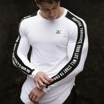 Moški Bodybuilding Long sleeve majica s kratkimi rokavi Moški Priložnostne Moda Suh T-Shirt Moški WUXZ7