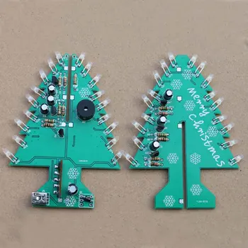 Model Komplet Pisane Božično Drevo 3D LED DIY Flash Vezja Deli Elektronskih Učnih Komplet za Zabavno Suite Dekor Božič Darilo z Glasbo