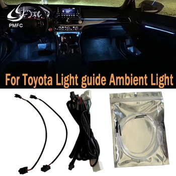 PMFC Okoljske Svetlobe Avtomobilska vrata, armaturne Plošče, Trim Vzdušje Svetlobe Notranja Modra LED nadzorni Plošči Okvir luči Za Toyota Camry