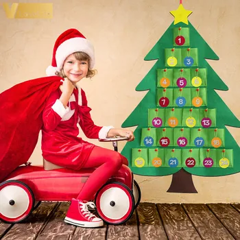 Božični Okraski, Otroci DIY Čutiti Božično Drevo s koledarjem Okraski Otroke Novo Leto, Darila Božič 2020 Vrata Steni Visi
