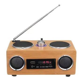 Brezžični Bambusa Retro Vintage Radio Super Bass FM Radio Klasične Sprejemnik USB Multimedijski Zvočnik Z MP3 Predvajalnik Daljinski upravljalnik