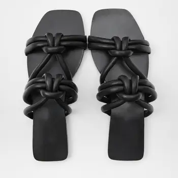 SOUTHLAND žensk črni čevlji iz usnja Ženske Copate Poletje ravno Modni Sandali z blagovno Znamko čevlji 197031