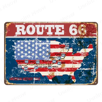 Route 66 Plaketo Ameriki je Mati Cesti Letnik Kovinski Tin Znaki Bar Cafe Domov Zunanji Dekor Zgodovinsko Pot Wall Art Plakat N361 1975