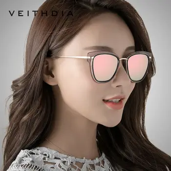 VEITHDIA Žensk Polarizirana sončna očala Zrcalni Objektiv Luksuzni Ženske Cat Eye Designer Sončna Očala Za Ženske oculos 3038 20305