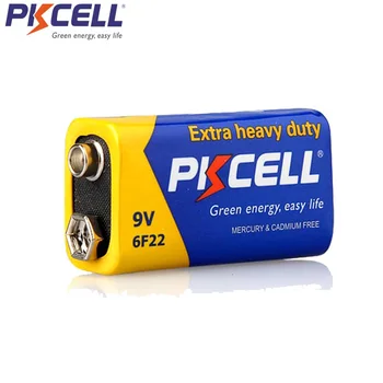 4PC PKCELL 9V 6F22 Ekstra težkih Ogljikovega Cinkove Baterije 9 Volt Baterije Enaka CR9V ER9V 6LR61 baterije za elektronske therm