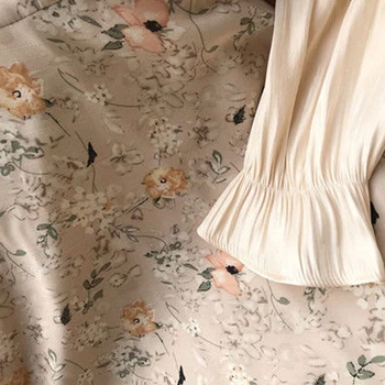 Cvetlični Letnik Poln Rokav Obleko Elegantno Ženske Večer Visoko Pasu Obleke Lady Priložnostne Jeseni Leta 2020 Ženski Korejski Fahsion Oblačila