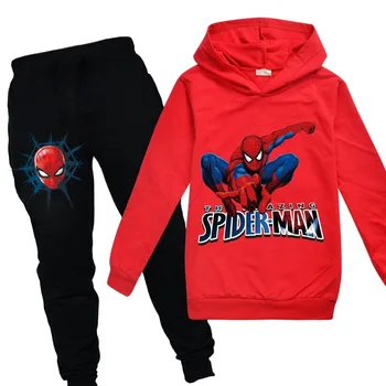 Spiderman, Disney otroška Majica Nastavite Fantje Risanka Pulover Bombaž Hoodies Hlače Obleko Baby Fantje Dekleta Kompleti Oblačil 23169