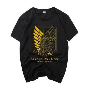 Visoko-Q Unisex Anime Napad Na Titan Tee T-Shirt majica študent Priložnostne Bombaž Napad Na Titan Jiyuu ne Tsubasa T-shirt Majica