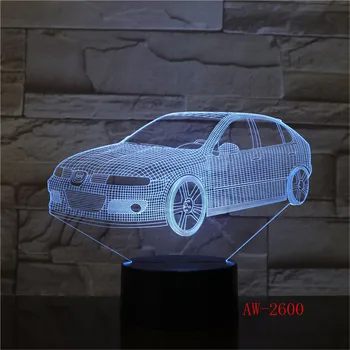 7 Barv Spreminjanje Kreativna Darila, ki Hrošč Avto Modeliranje 3D Led namizne Svetilke Usb, se Dotaknite Gumba Vozila Nočne Luči Otroci AW-2600 24629