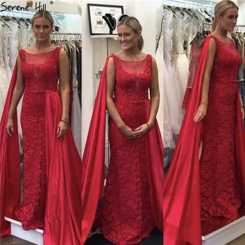 Najnovejši Modno Oblikovanje brez Rokavov Rdeče Večerne Obleke 2020 Ročno izdelane Rože morska deklica Seksi Formalno Večerne Mirno Hill LA6603 24756