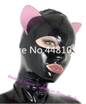Maska iz lateksa Gume Unisex Kapuco Cosplay Mačka ženska Gume Fetiš Cosplay Maska iz Lateksa Meri Pokrivala XS-XXL 25340