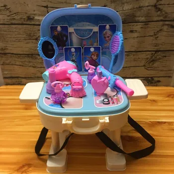Disney risanke otroci igrajo hiša igrača dekle fairy princess toaletno mizico kozmetični set zamrznjeno 2 vozička primeru Lepota Moda Igrače 26265