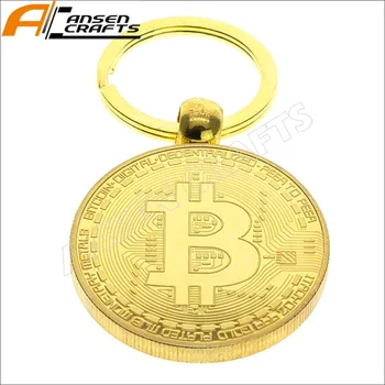 Zlato bitcoin key ring z visoko kakovost kapsul