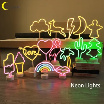 Cmoonfall Neon luces led de colores nočne lučke za otroke namizne svetilke spalnica lampki nocne anime svetlobe lamparas mesa nachtlampje 26994